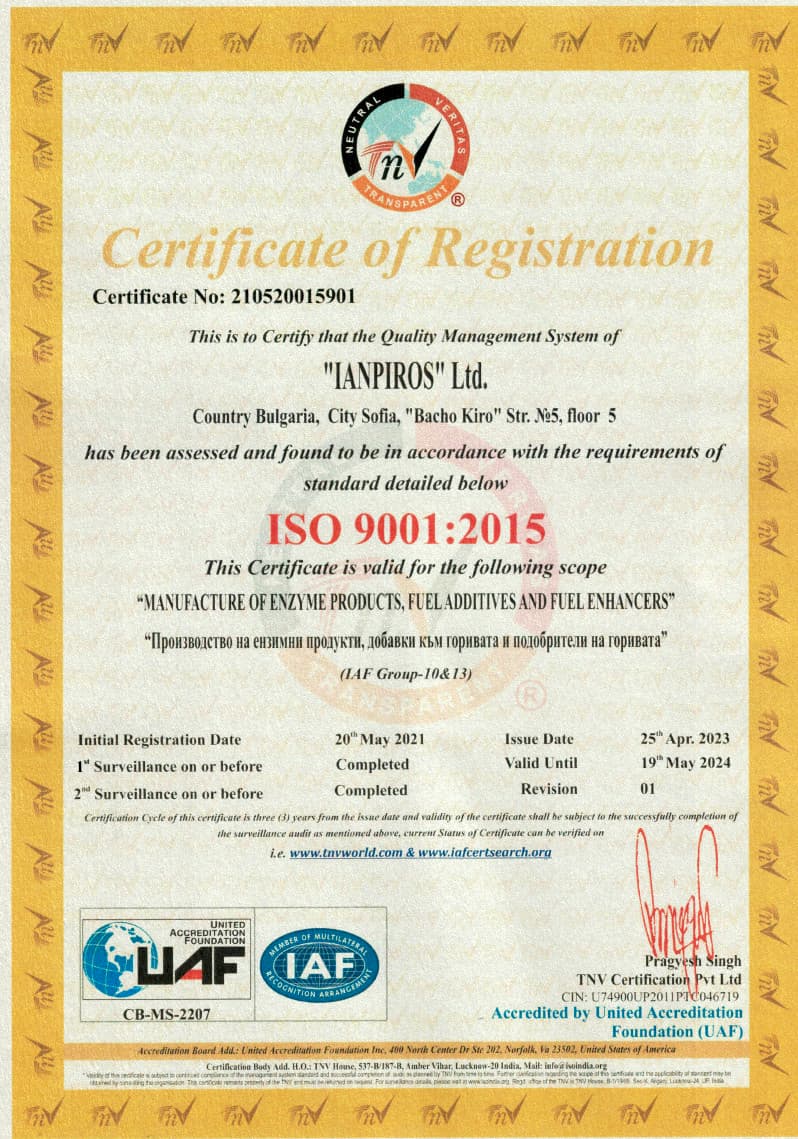 ELFUEL ISO2 сертификат